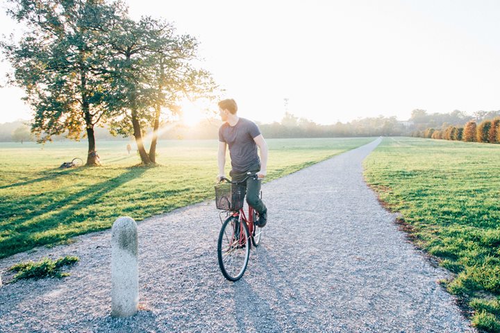 Cyclist on a path